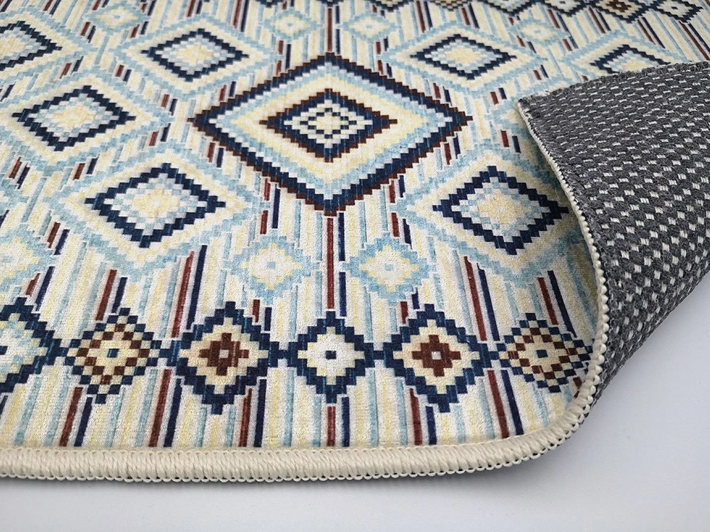 Tapis de salon 120x180 cm Polyester Berbere Los Bleu