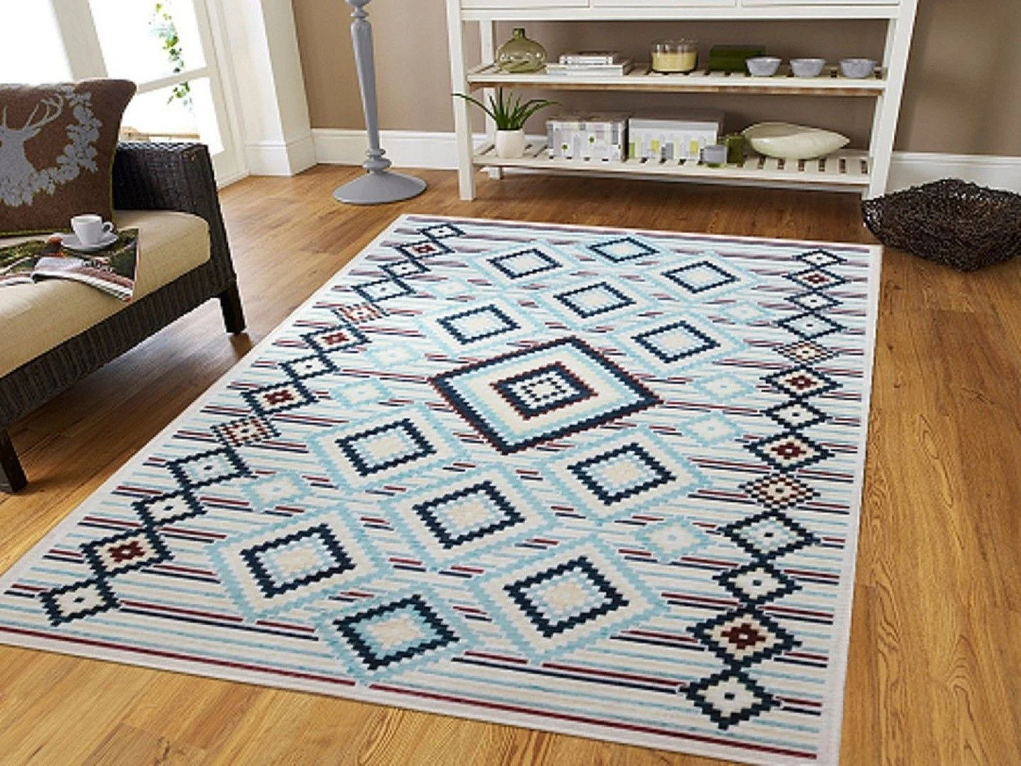 Tapis de salon 120x180 cm Polyester Berbere Los Bleu