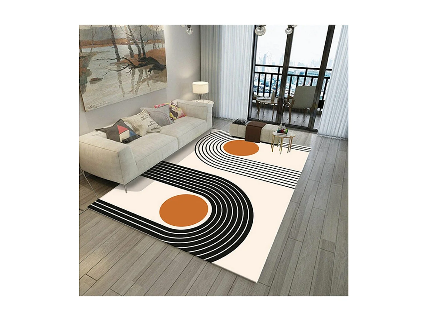 Tapis de salon 160x230 cm Polyester Seventies Clair