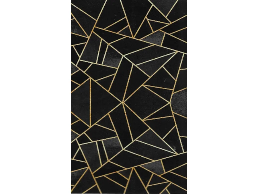 Tapis de salon 200x290 cm Polyester Grafic Noir