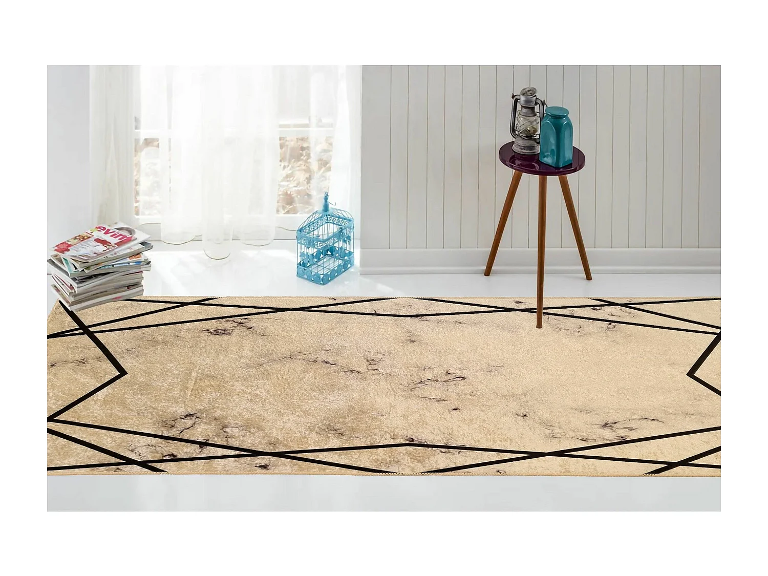 Tapis de salon 80x150 cm Polyester Crois