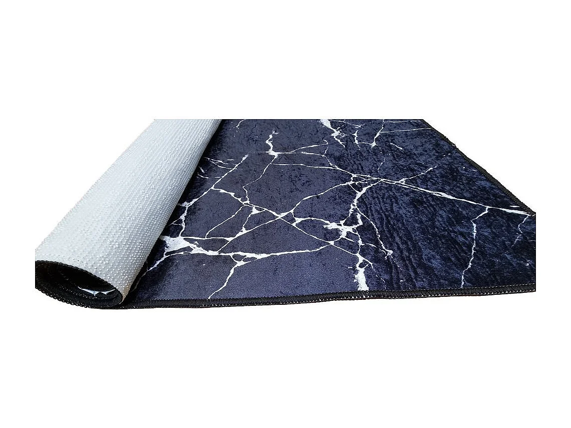 Tapis de salon 200x290 cm Polyester Marbre Noir