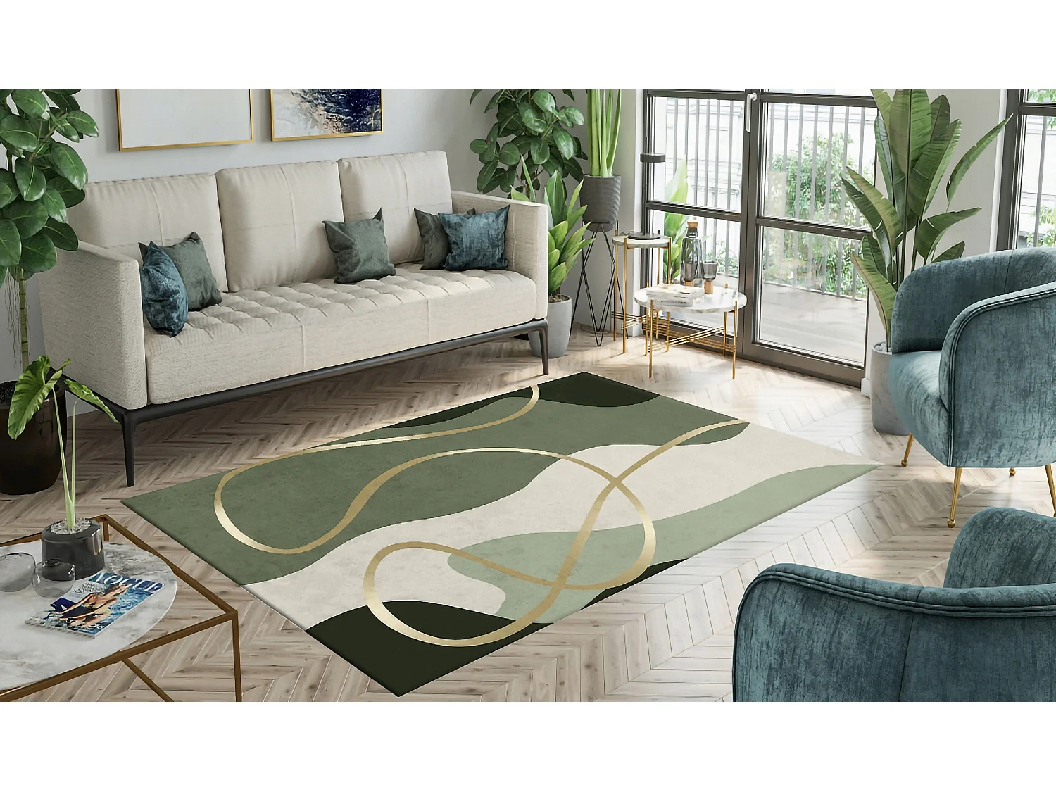 Tapis de salon 160x230 cm Polyester Simply Vert