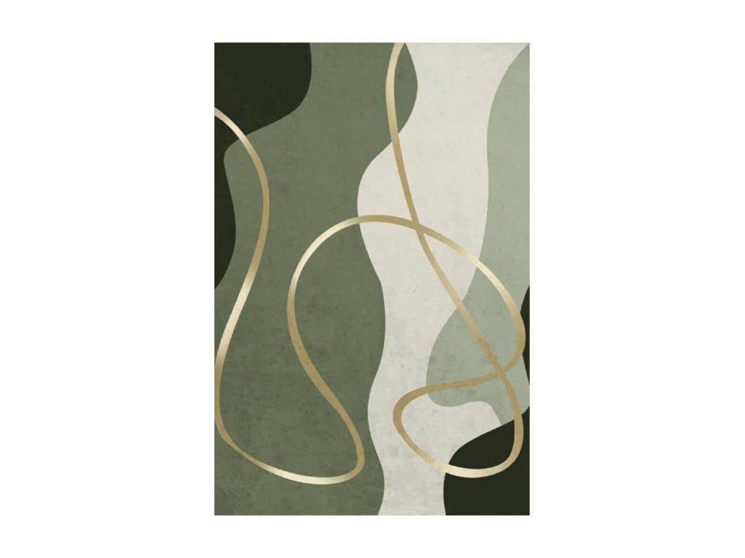 Tapete de sala verde em poliéster Simply de 160x230 cm com motivos
