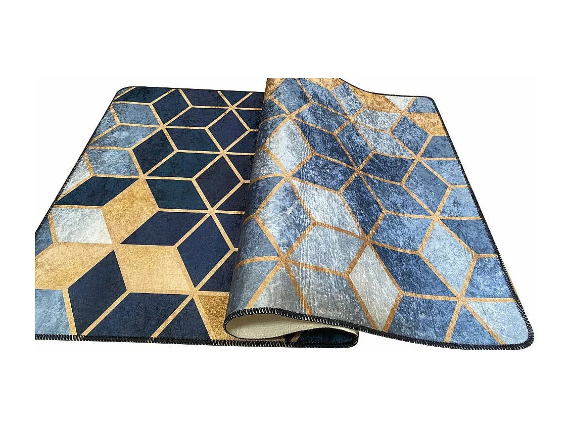 Tapis de salon 200x290 cm Polyester Luxe Bleu