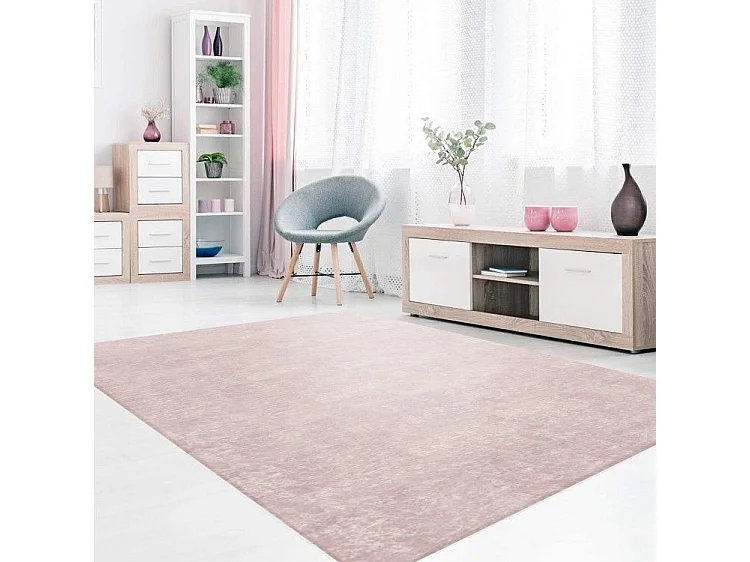 Tapis de salon 200x290 cm Polyester Uni Rose