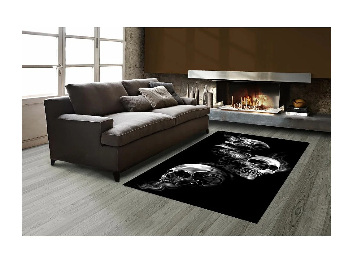Dywan do salonu 120x180 cm z poliestru Skull Housse De Rêve z wzorem