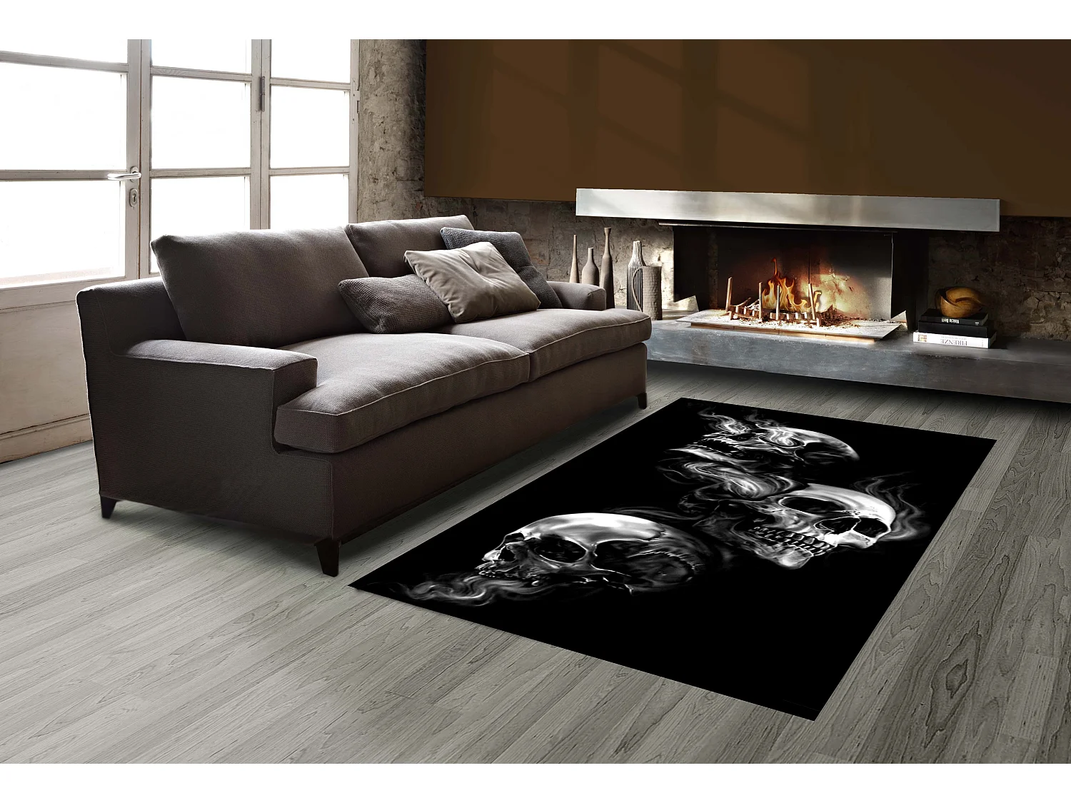 Dywan do salonu 120x180 cm z poliestru Skull Housse De Rêve z wzorem