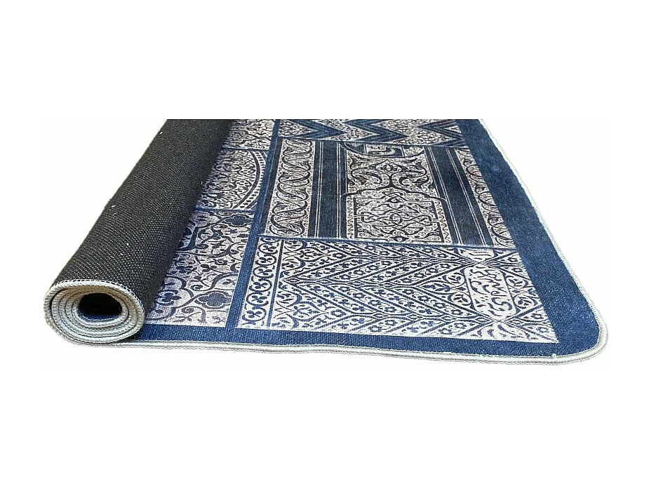 Tapis de salon 80x150 cm Polyester Cordoue Ble