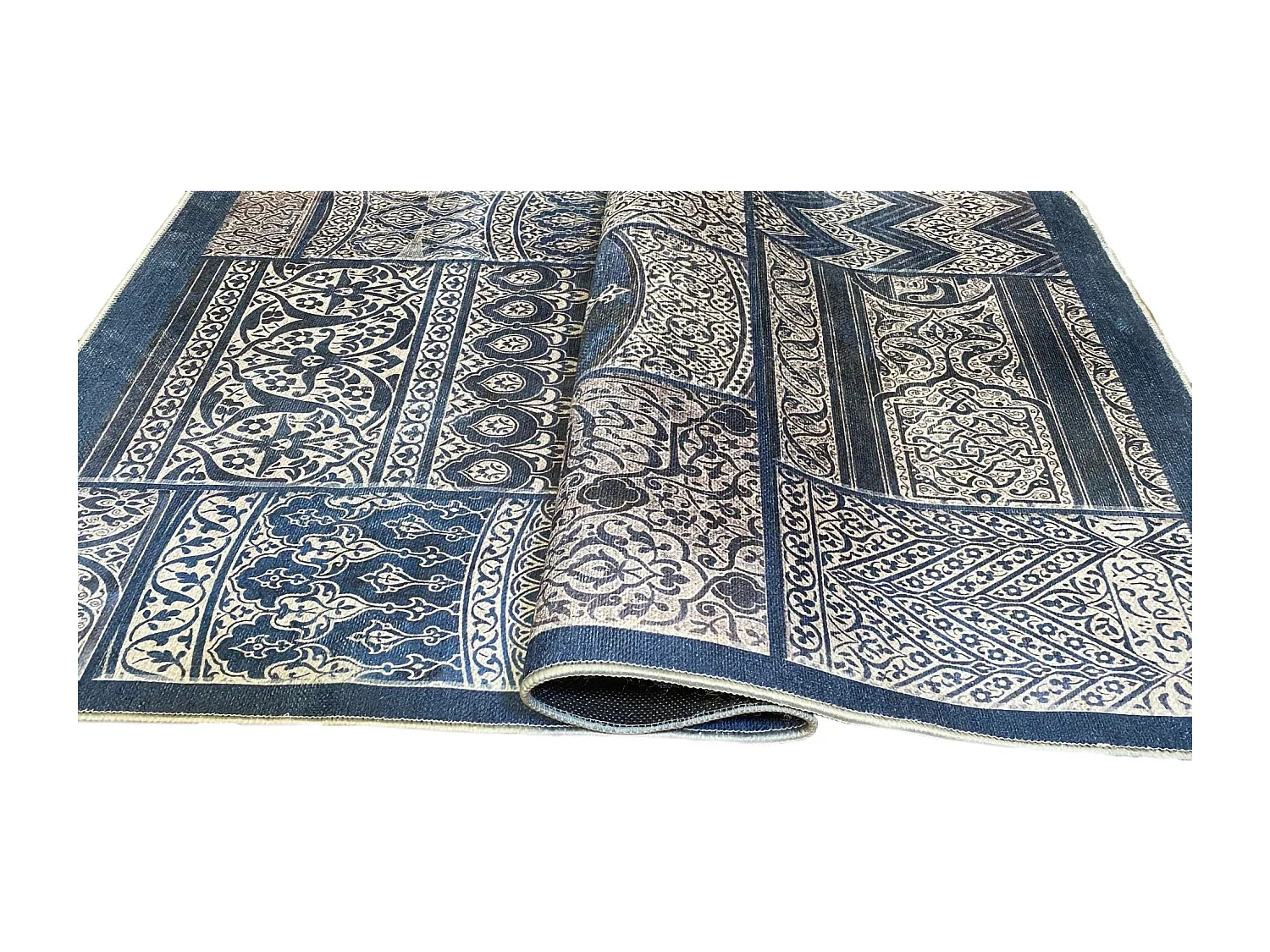 Tapis de salon 80x150 cm Polyester Cordoue Ble