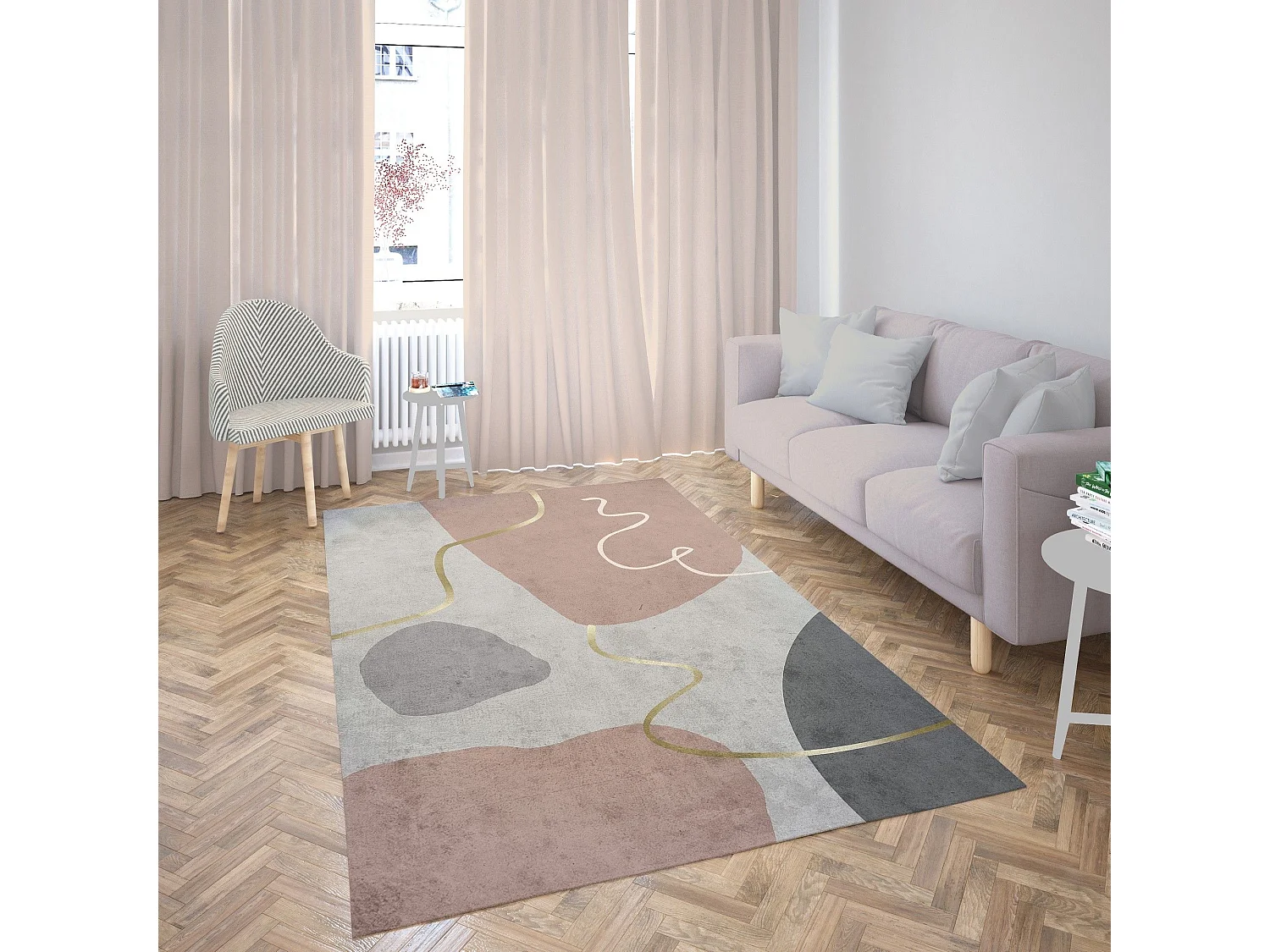 Tapete de sala de estar Polyester Simply Rose Housse De Rêve 120x180 cm