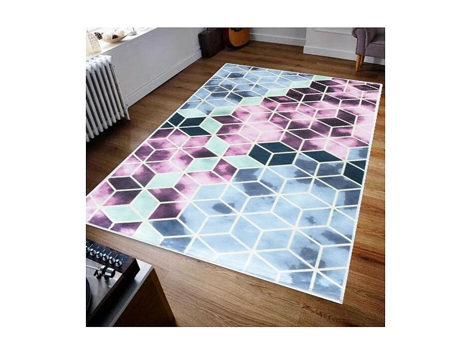 Tapis de salon 160x230 cm Polyester Luxe Rose