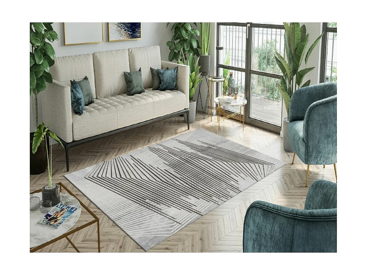 Tapis de salon 300x400 cm Polycoton Nour Gris