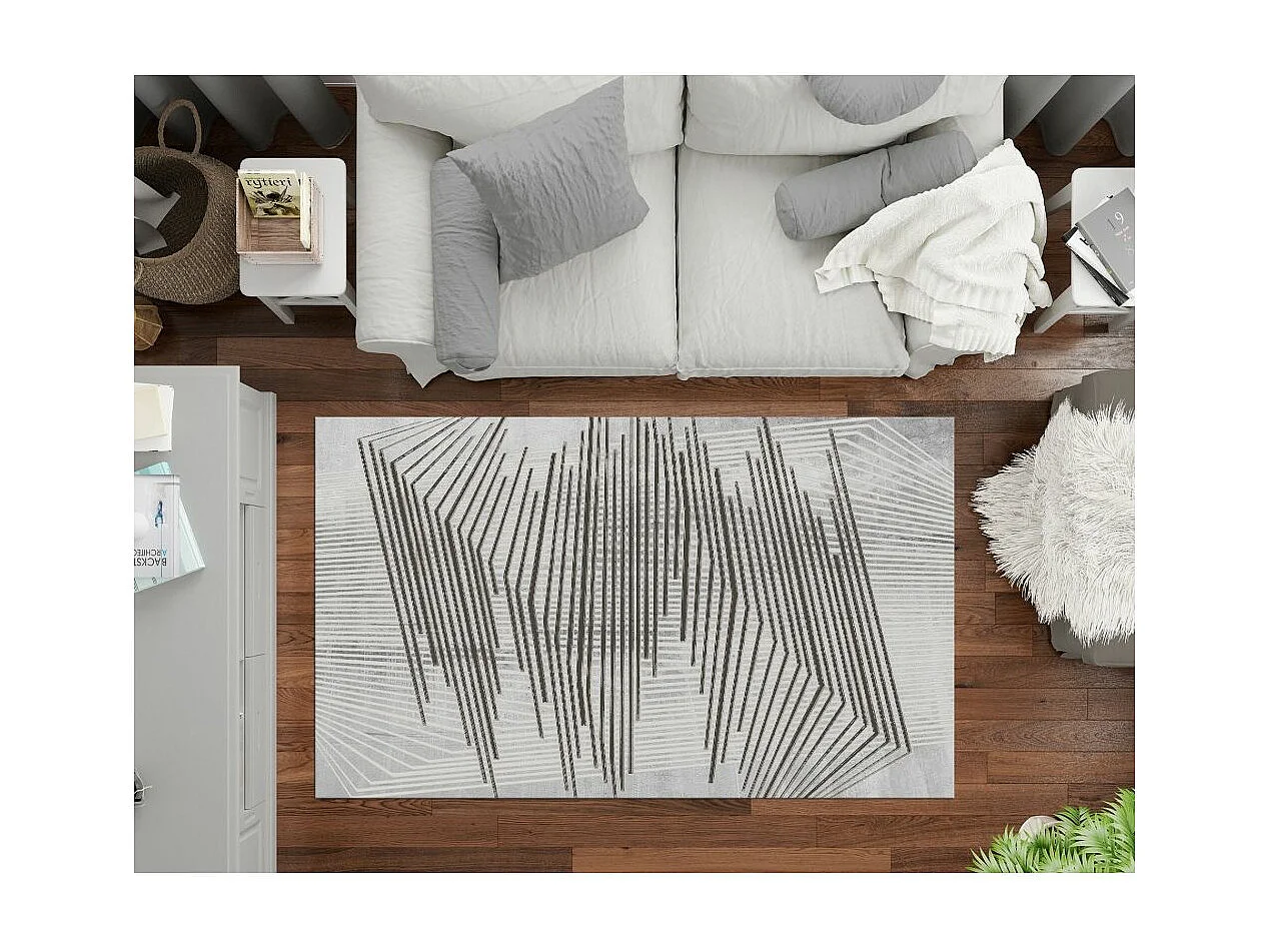 Tapis de salon 300x400 cm Polycoton Nour Gris