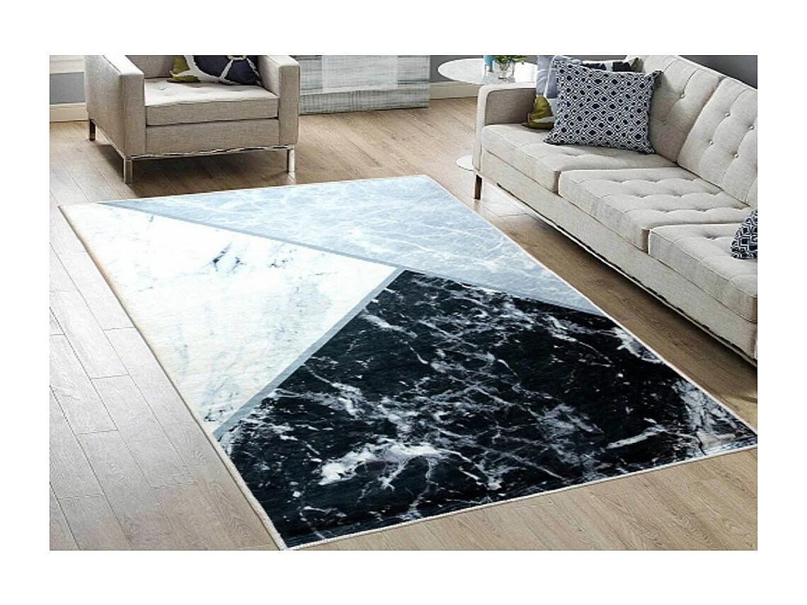 Tapis de salon 80x150 cm Polyester Marbre Multi