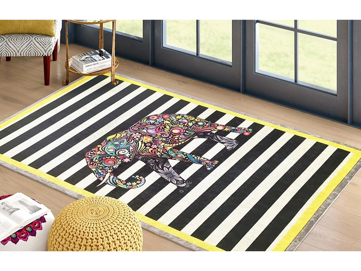 Tapis de salon 60x90 cm Polyester Gan Jaune