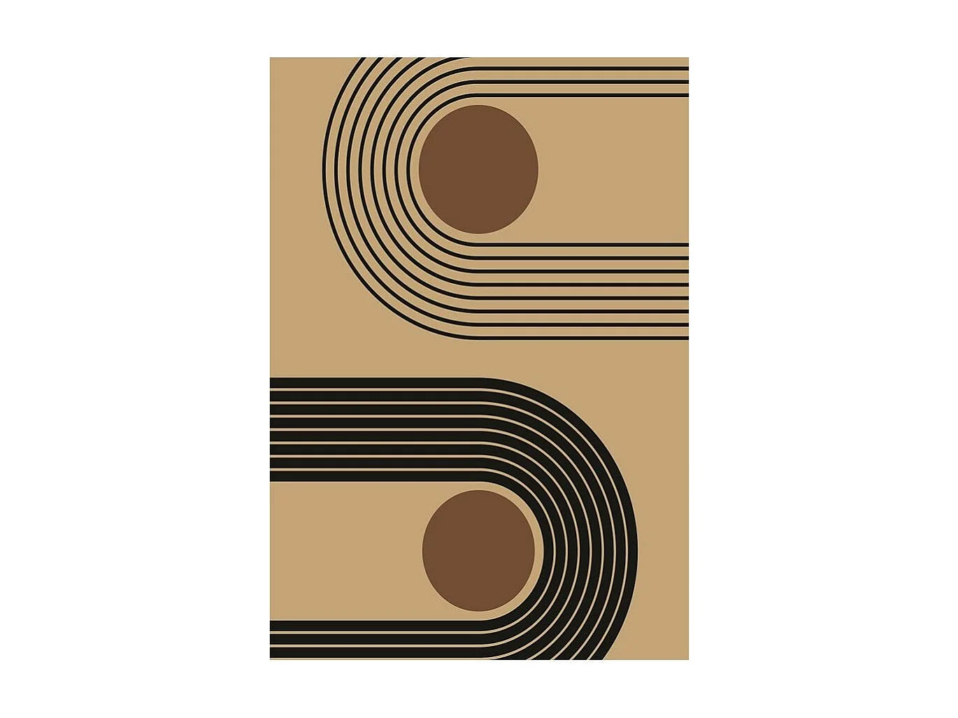 Tapis de salon 160x230 cm Polyester Seventies Beige