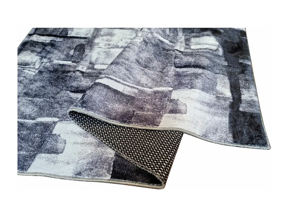 Tapis de salon 80x150 cm Polyester Face Gris