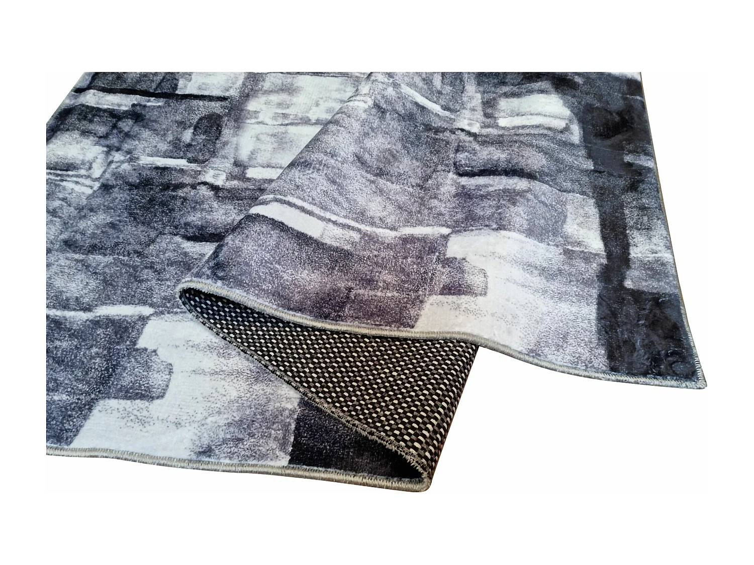 Tapis de salon 80x150 cm Polyester Face Gris