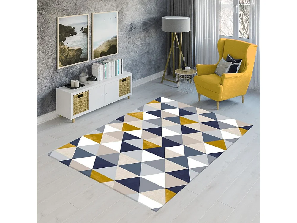 Tapis de salon 50x80 cm Polyester Triangle Jaune