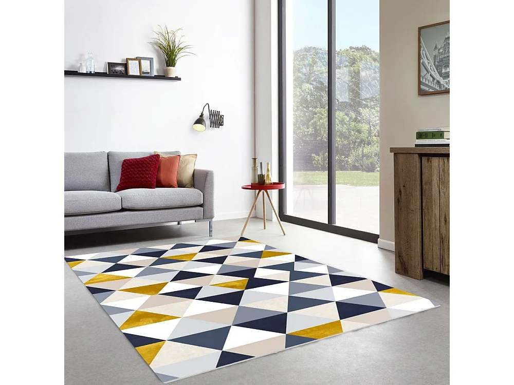 Tapis de salon 50x80 cm Polyester Triangle Jaune