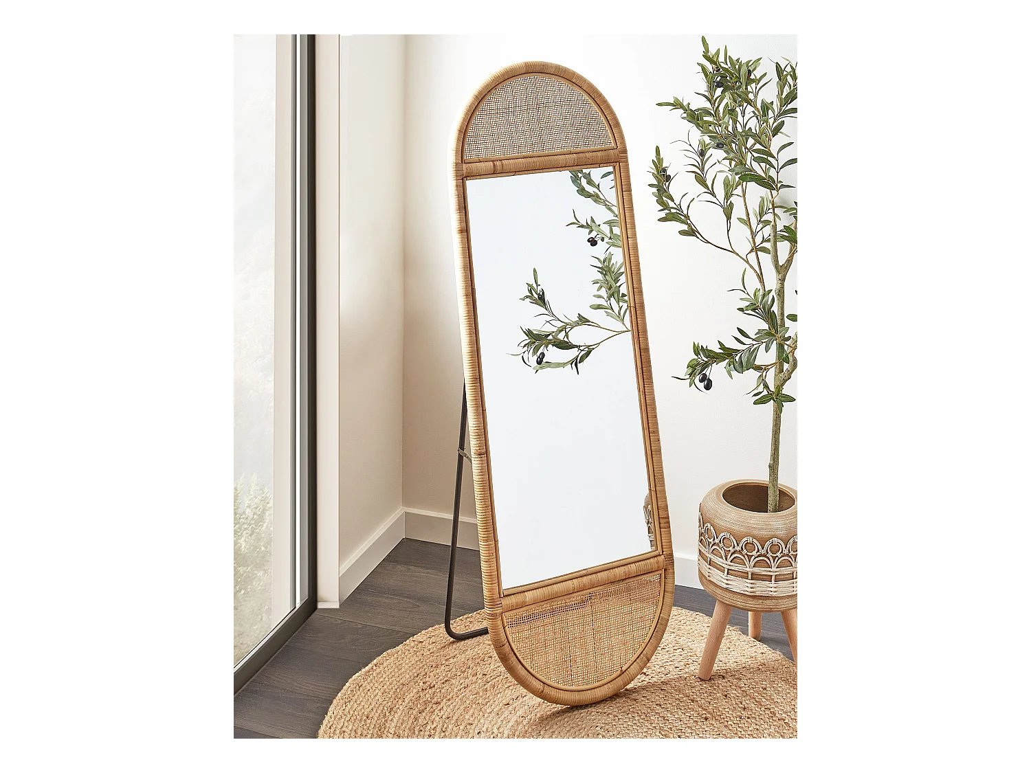 Staande spiegel BARGES 150 cm Rotan Natuurlijk