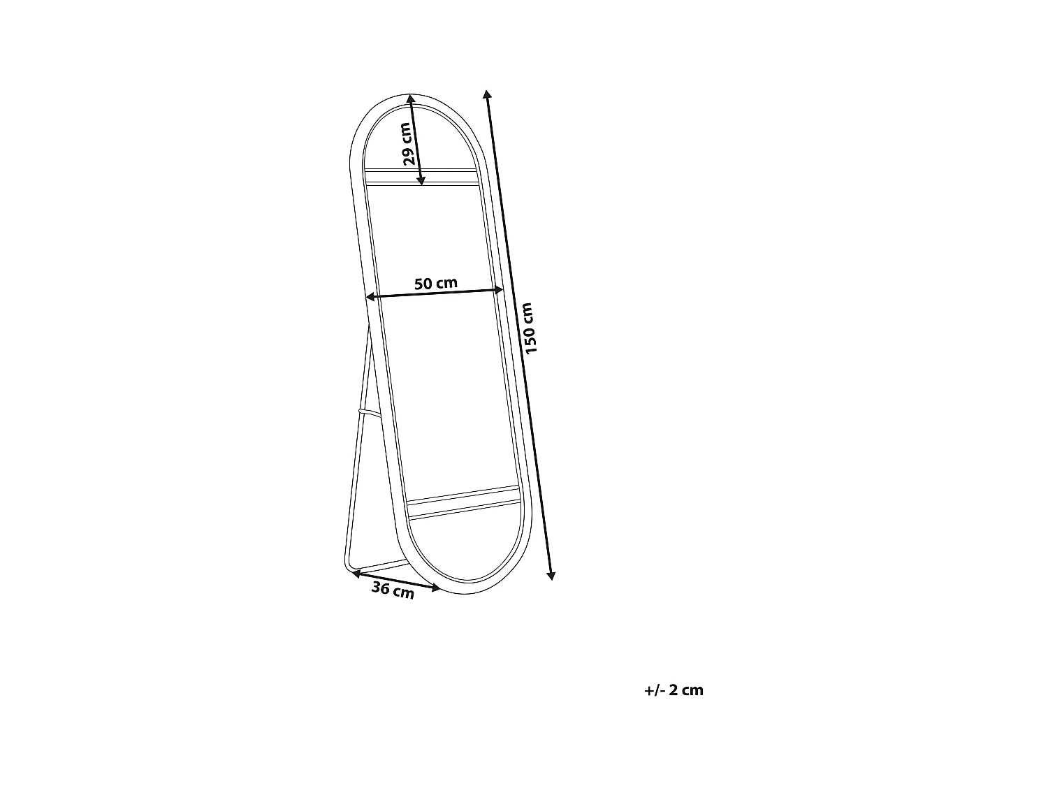 Staande spiegel BARGES 150 cm Rotan Natuurlijk