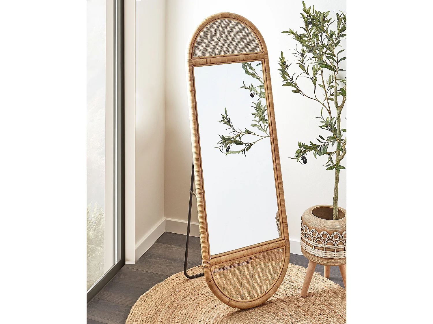 Miroir sur pied BARGES 150 cm Rotin Naturel