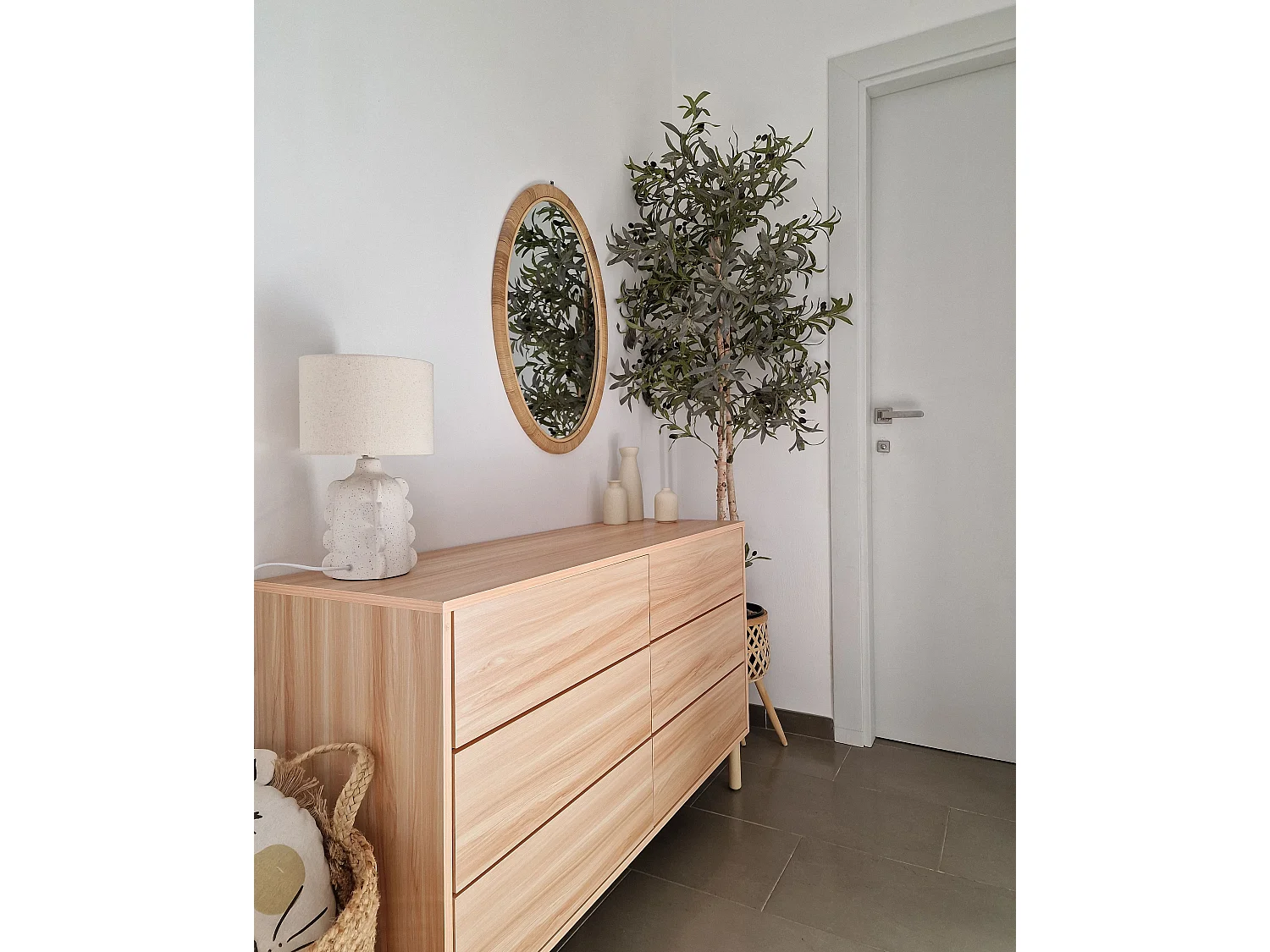 Wandspiegel FOISSY 50 cm 70 cm Rattan Naturfarben
