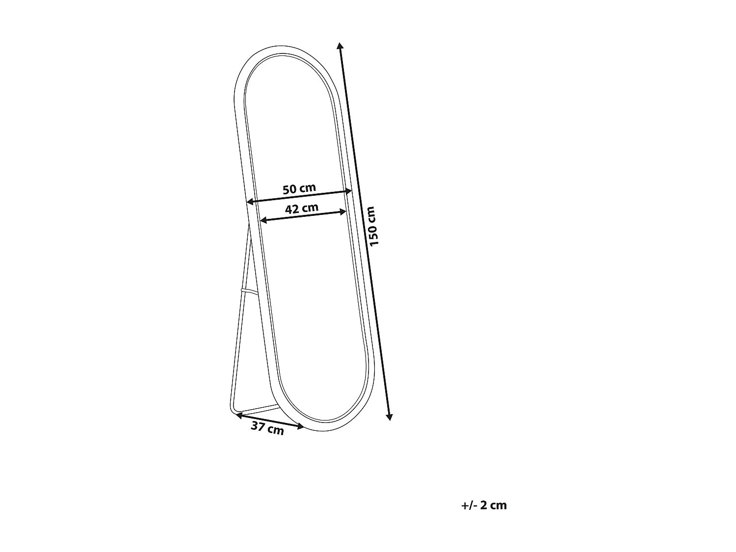 Staande spiegel MONTOT 150 cm Rotan Natuurlijk