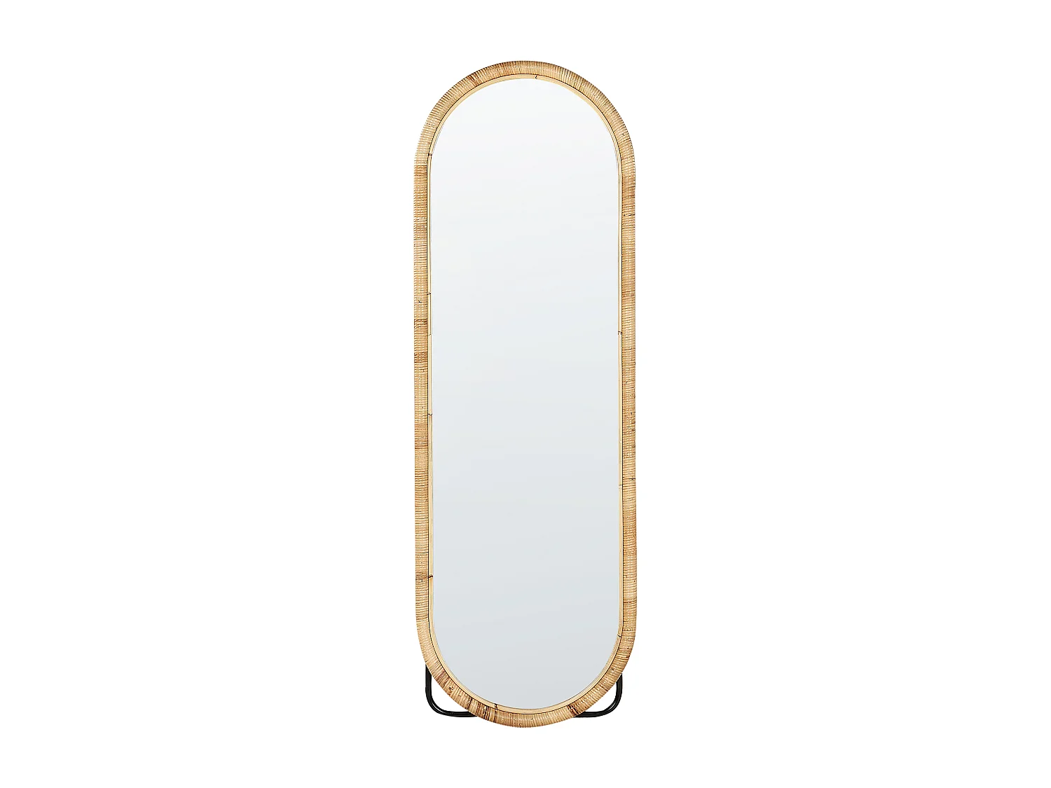 Stehspiegel mit Rahmen Rattan natürlich oval 50x150 cm geflochten Boho Montot
