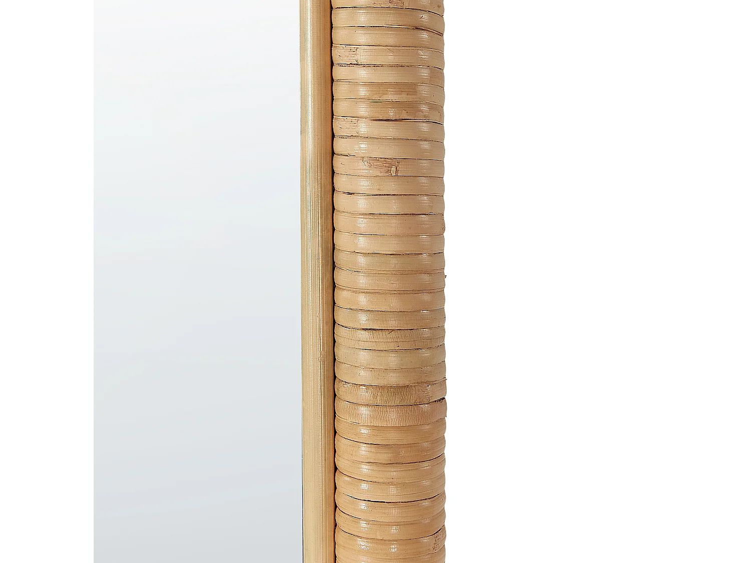 Stehspiegel mit Rahmen Rattan natürlich oval 50x150 cm geflochten Boho Montot