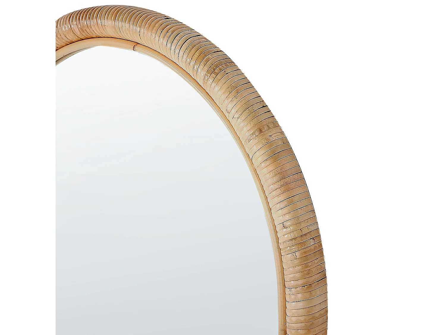 Stehspiegel mit Rahmen Rattan natürlich oval 50x150 cm geflochten Boho Montot