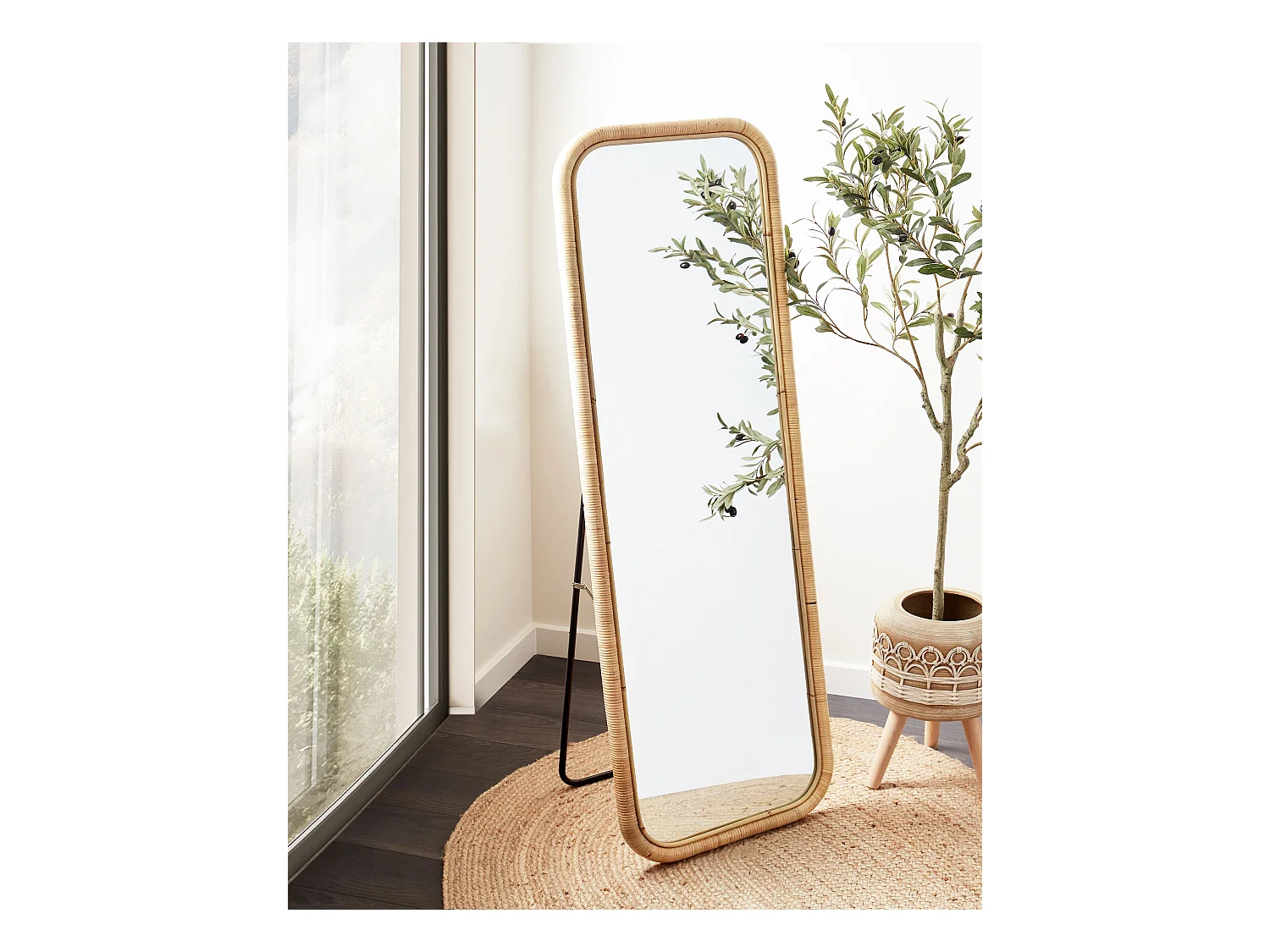 Staande spiegel MALANGE 150 cm Rotan Natuurlijk