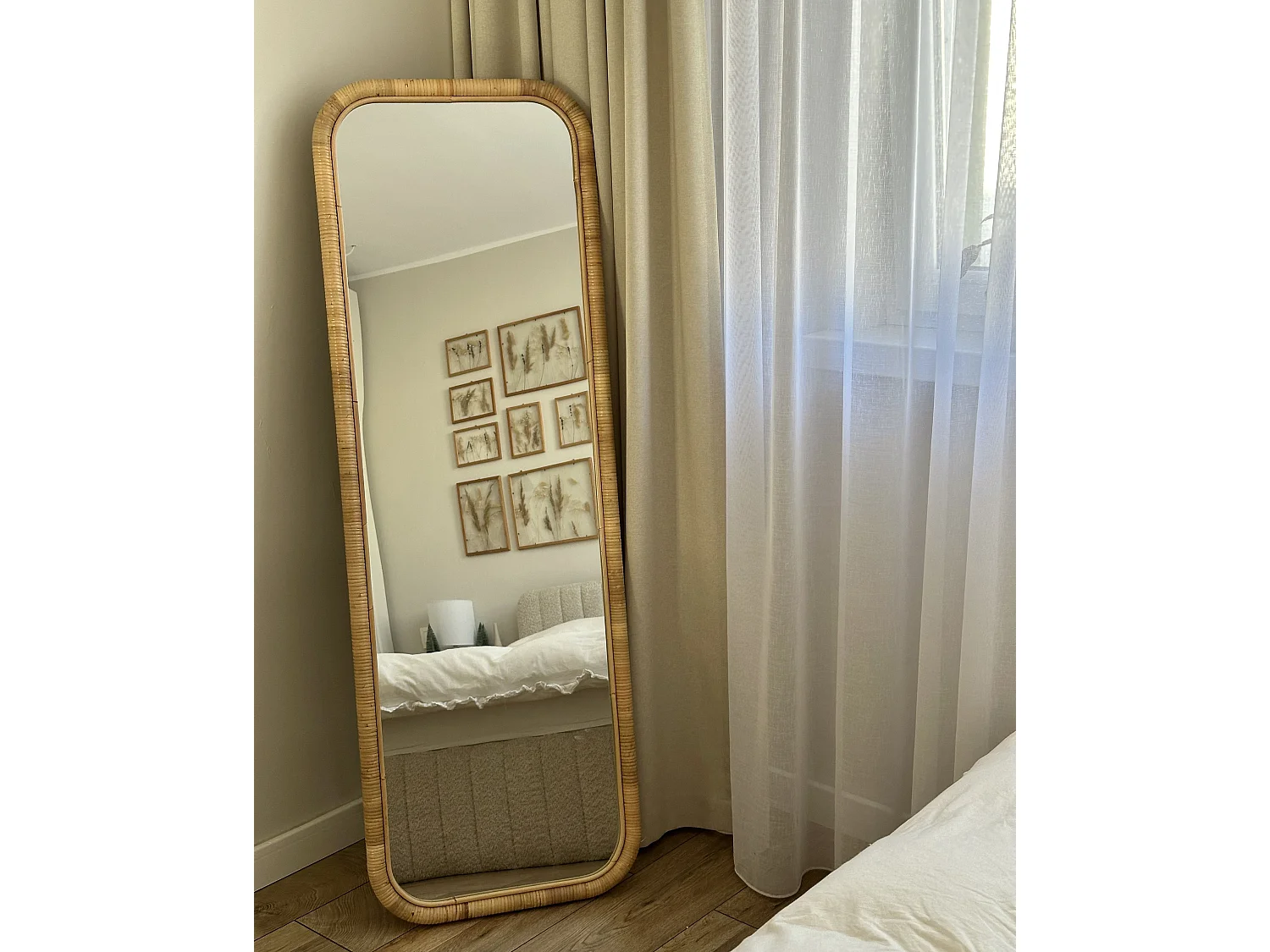 Standspiegel MALANGE 150 cm Rattan Naturfarben