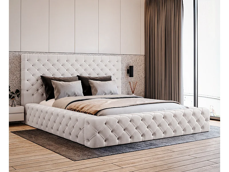 Emporius Lit double 180 x 200 Amor - Lit avec Rangment, Lit Crème (Elegance 1)