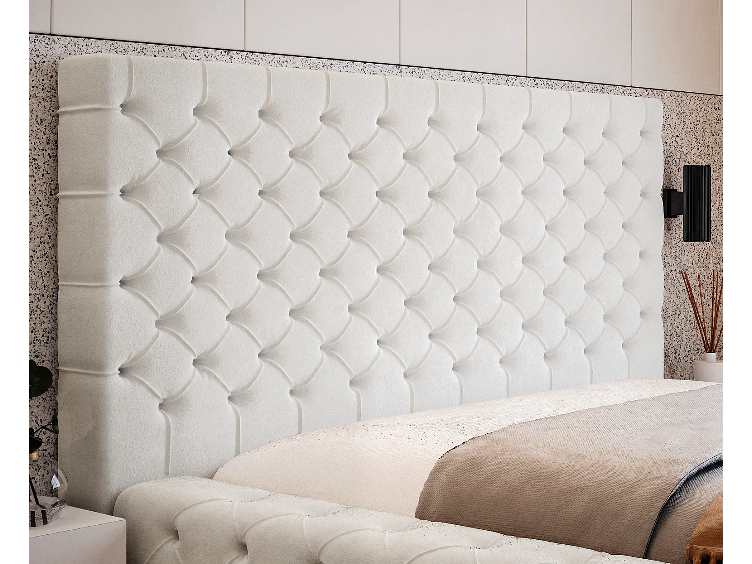 Emporius Gestoffeerd bed 180x200 Amor - opbergruimte en bedlade, bed Crème (Elegance 1)