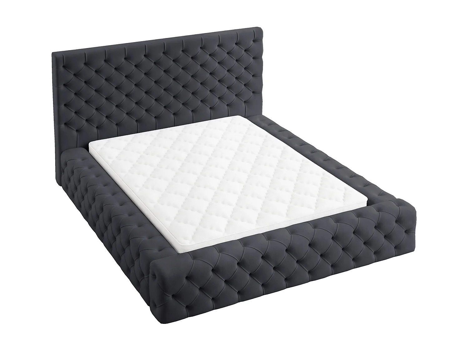 Emporius Lit double 180 x 200 Amor - Lit avec Rangment, Lit Noir (Elegance 21)