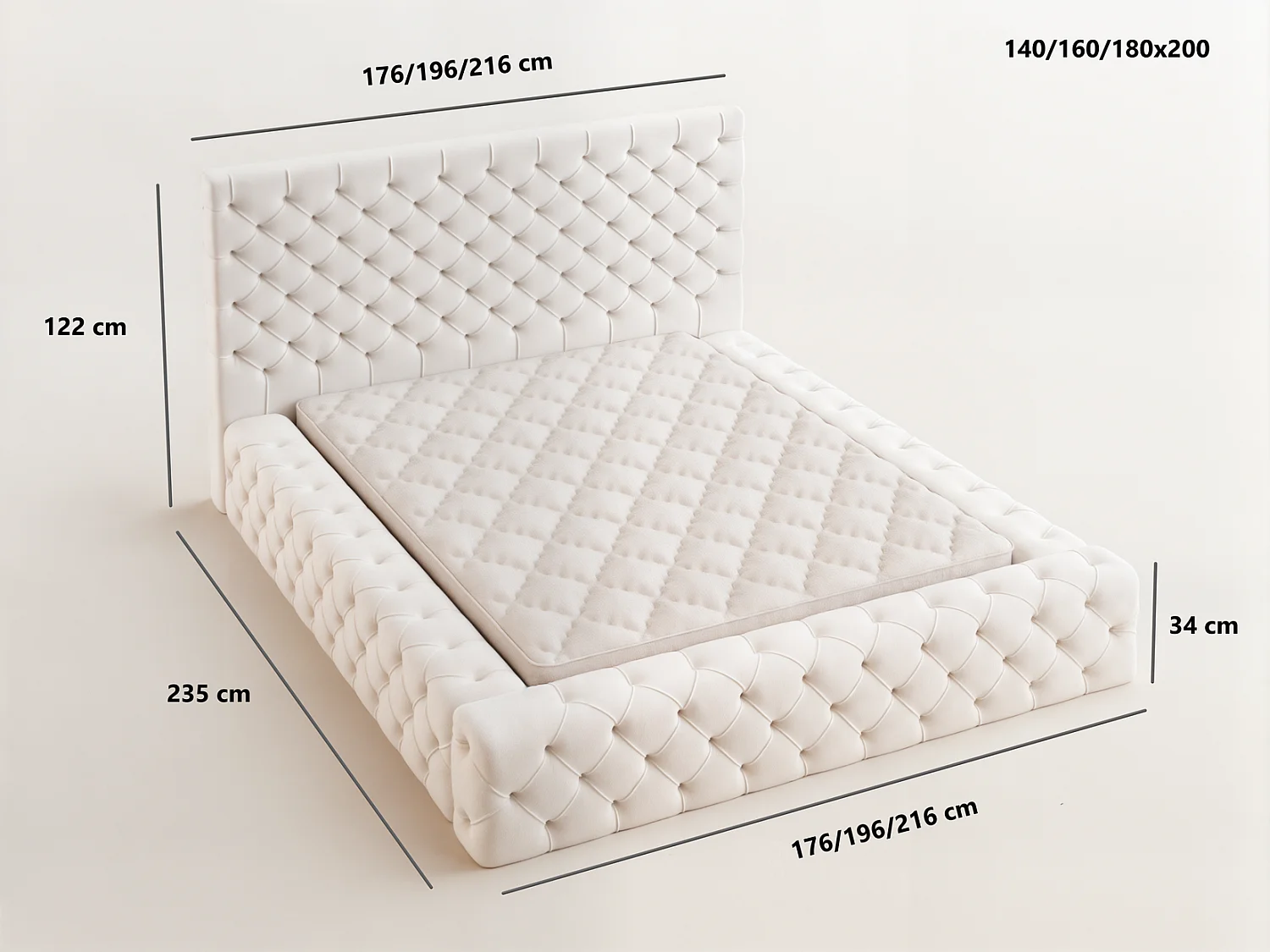 Emporius Gestoffeerd bed 160x200 Amor - opbergruimte en bedlade, bed Zwart (Elegance 21)