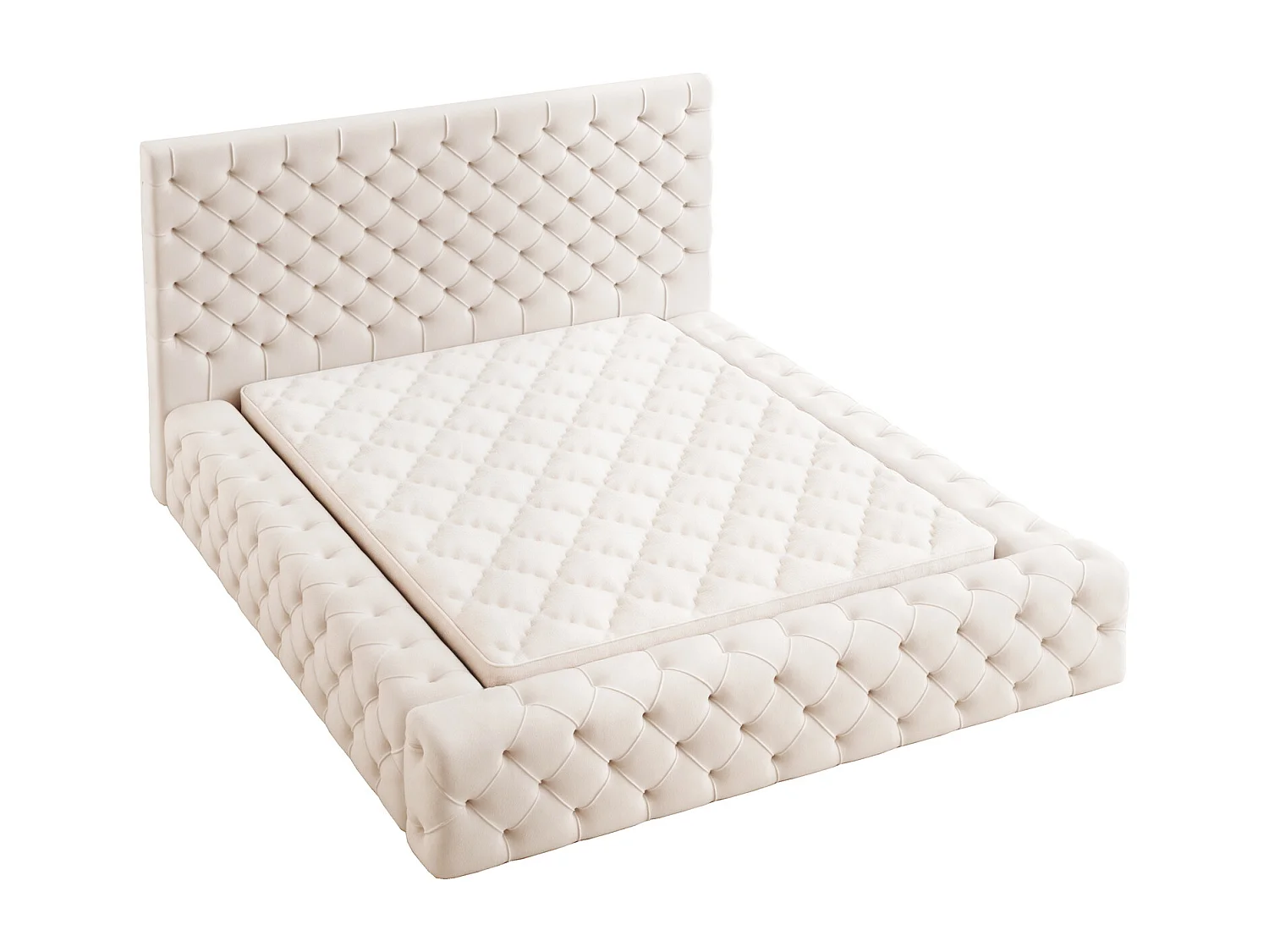 Emporius Lit double 140 x 200 Amor - Lit avec Rangment, Lit Beige (Elegance 2)