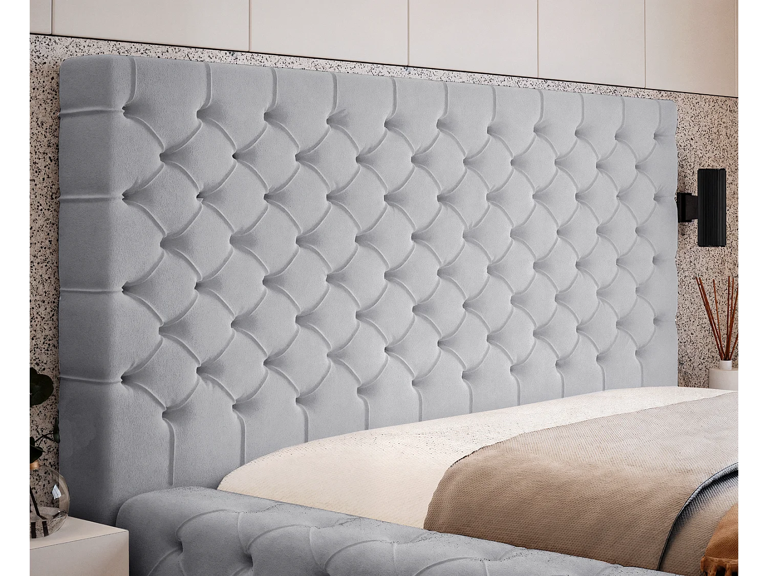 Emporius Lit double 140 x 200 Amor - Lit avec Rangment, Lit Gris (Elegance 19)