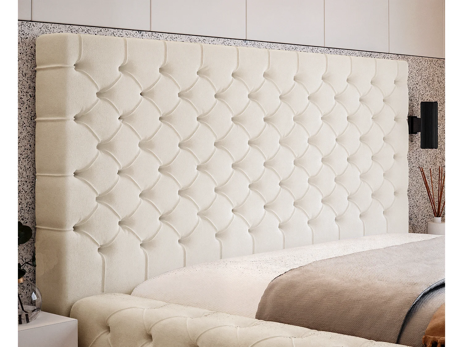 Emporius Gestoffeerd bed 160x200 Amor - opbergruimte en bedlade, bed Beige (Elegance 2)