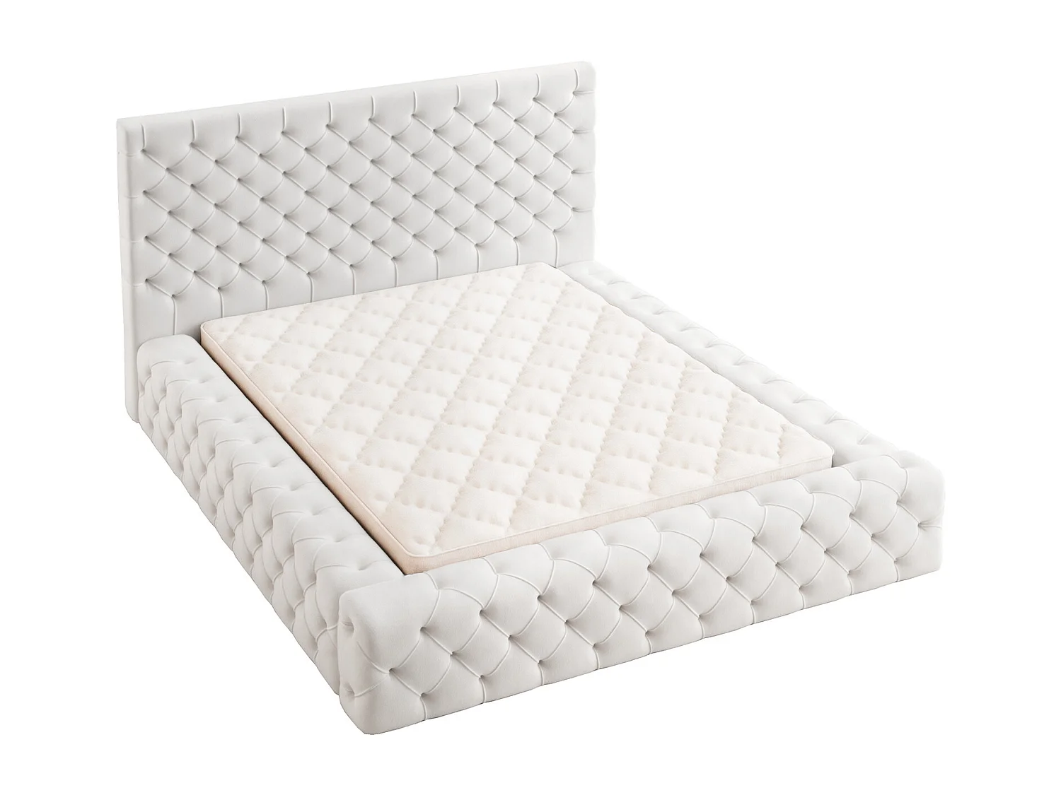 Emporius Gestoffeerd bed 160x200 Amor - opbergruimte en bedlade, bed Crème (Elegance 1)