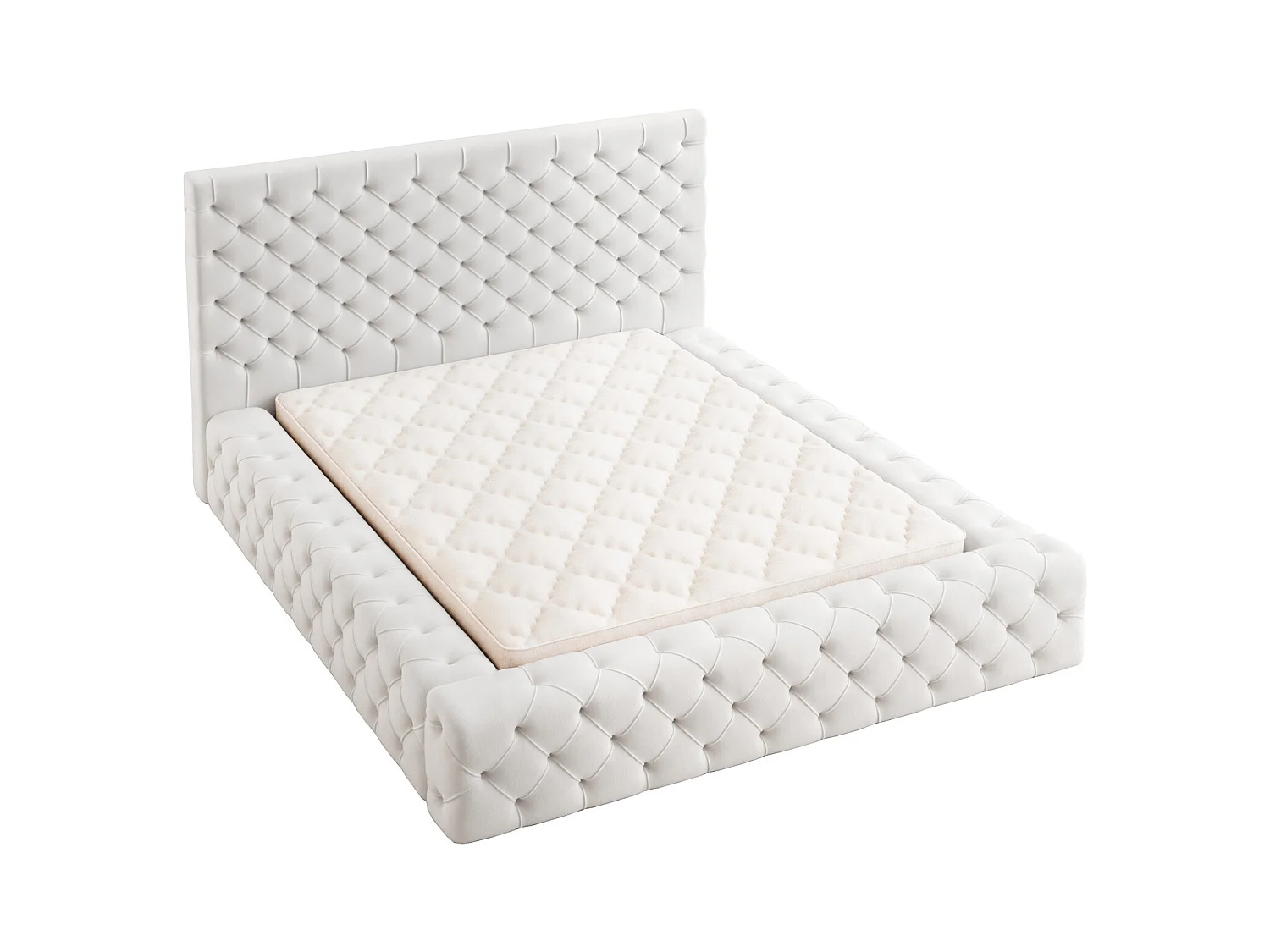 Emporius Lit double 160 x 200 Amor - Lit avec Rangment, Lit Crème (Elegance 1)