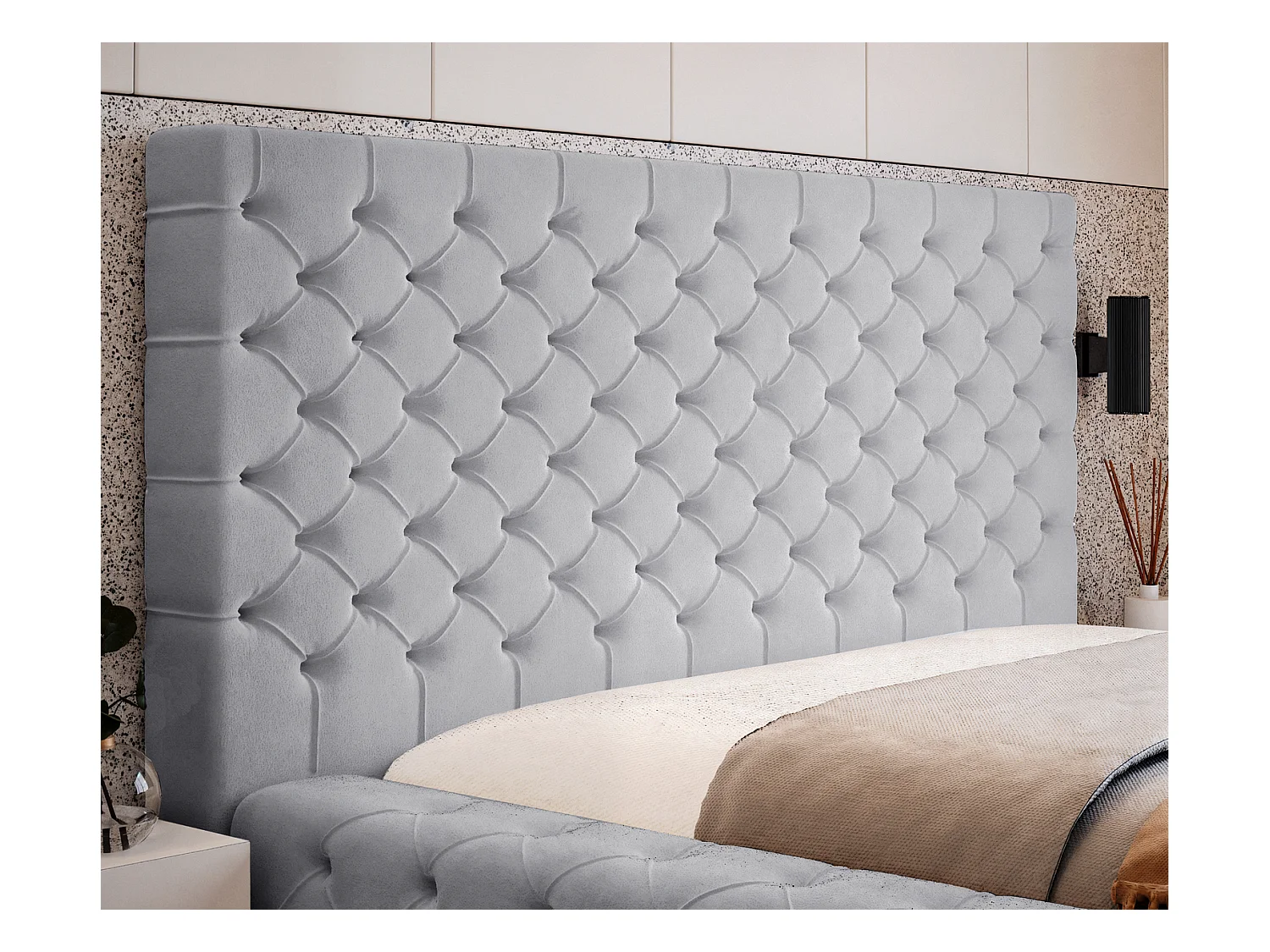 Emporius Lit double 160 x 200 Amor - Lit avec Rangment, Lit Gris (Elegance 19)