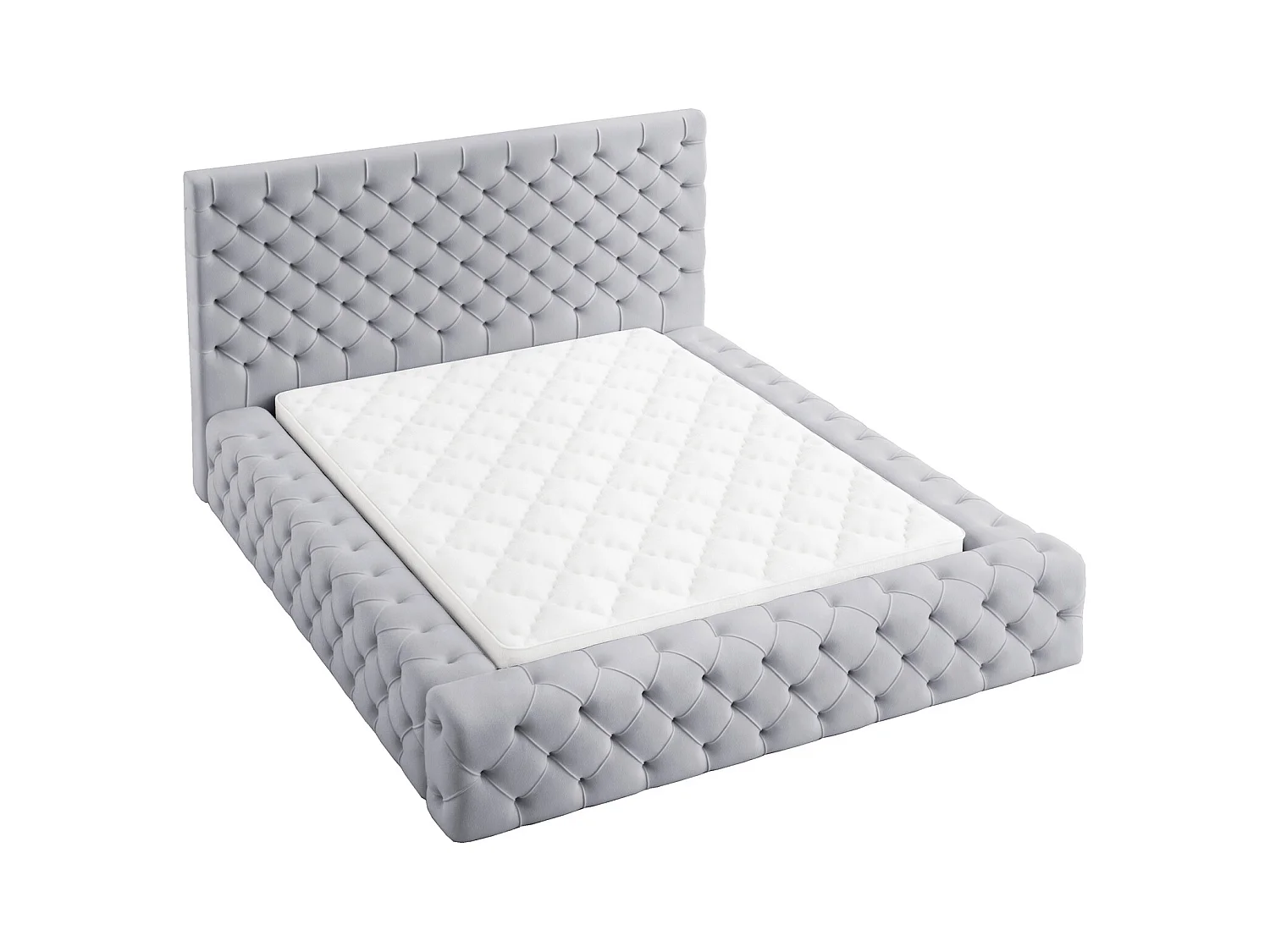 Emporius Lit double 160 x 200 Amor - Lit avec Rangment, Lit Gris (Elegance 19)