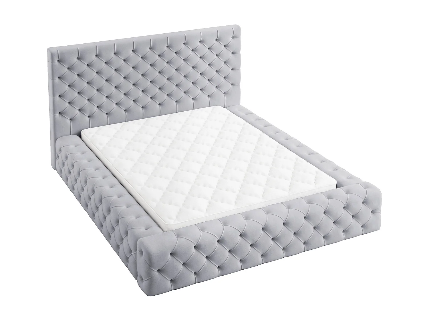 Emporius Lit double 160 x 200 Amor - Lit avec Rangment, Lit Gris (Elegance 19)