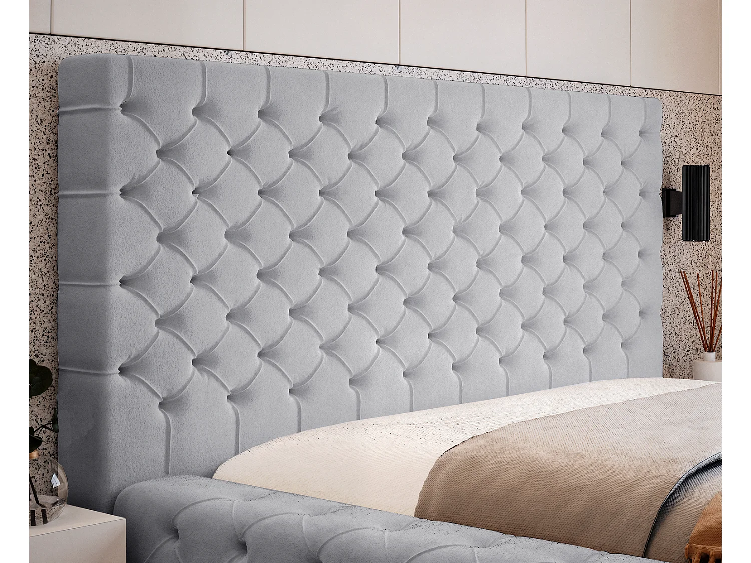 Emporius Lit double 160 x 200 Amor - Lit avec Rangment, Lit Gris (Elegance 19)