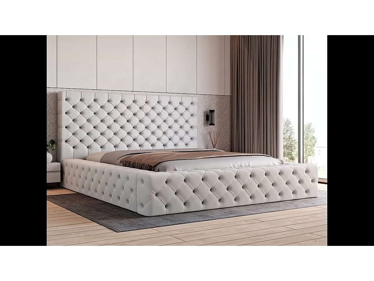Emporius Lit double 180 x 200 Amor - Lit avec Rangment, Lit Gris (Elegance 19)