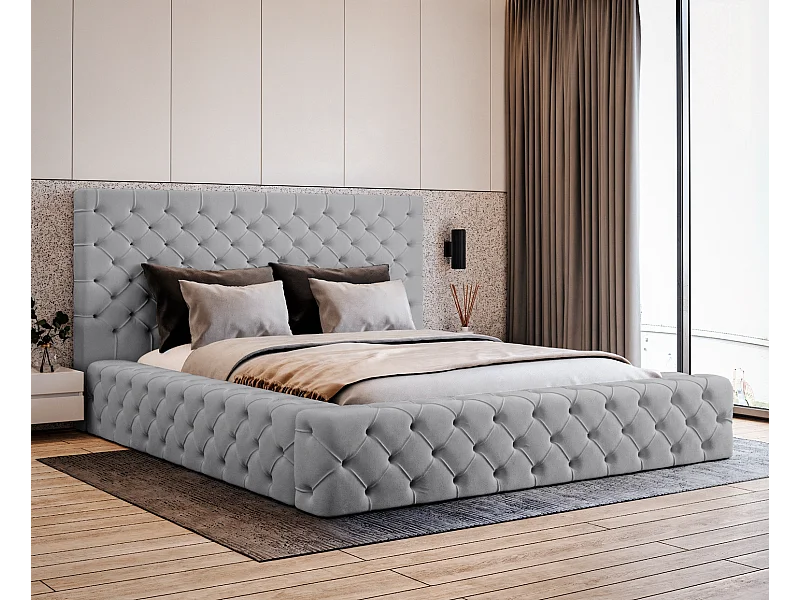 Emporius Lit double 180 x 200 Amor - Lit avec Rangment, Lit Gris (Elegance 19)